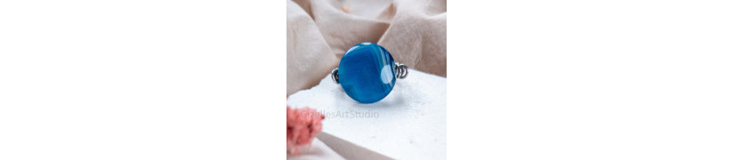 Blue Agate Stretch Ring