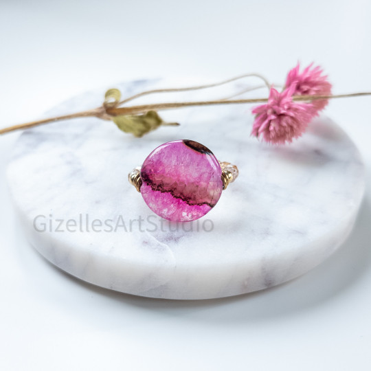 Pink Agate Stretch Ring