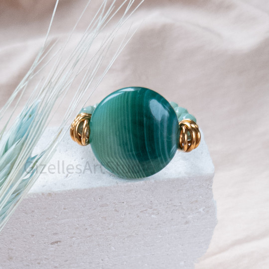 Green Agate Stretch Ring