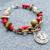 Upcycled Red and Green Bracelet