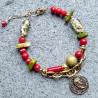 Upcycled Red and Green Bracelet