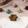 Square Bronzite Stretch Ring