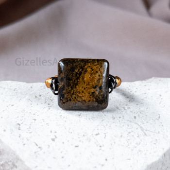 Square Bronzite Stretch Ring