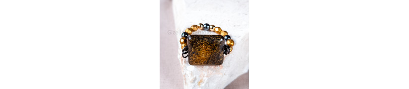 Square Bronzite Stretch Ring