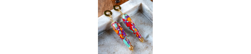 Colourful Turquoise and Resin Earrings