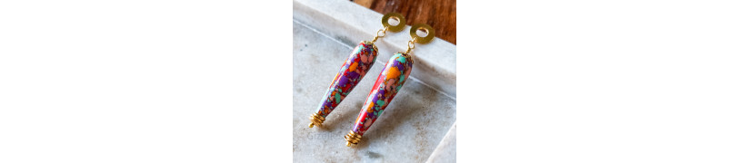 Colourful Turquoise and Resin Earrings