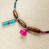 Pink and Blue Asymmetrical Reclaimed Beads Necklace