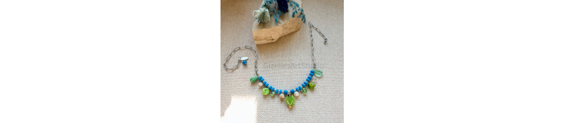 Green and Blue Chain Necklace