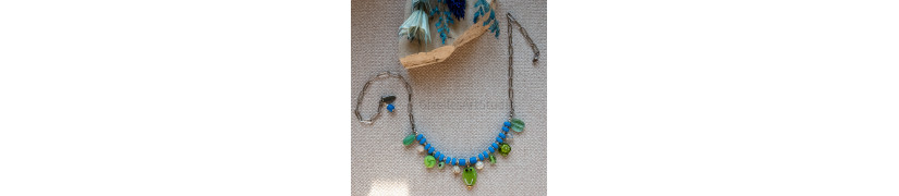 Green and Blue Chain Necklace