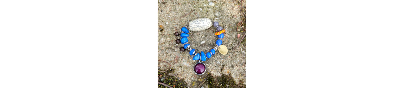 Blue Maroon Chunky Bracelet