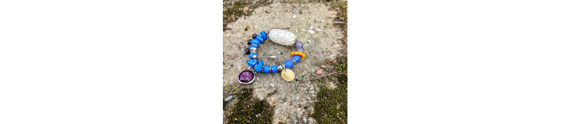 Blue Maroon Chunky Bracelet