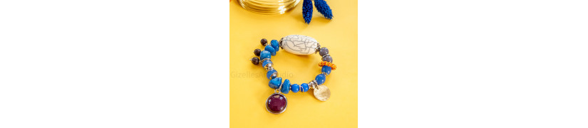 Blue Maroon Chunky Bracelet