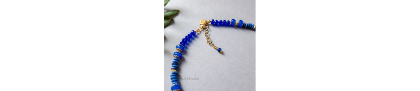 Blue Jade and Agate Necklace