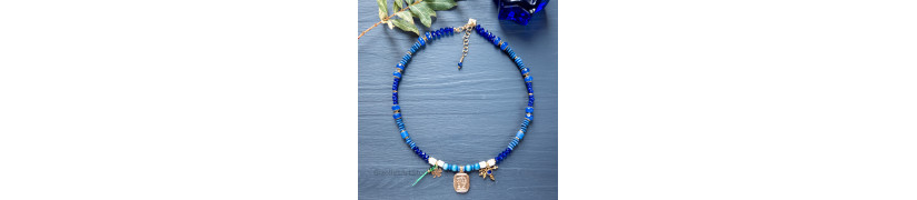 Blue Jade and Agate Necklace