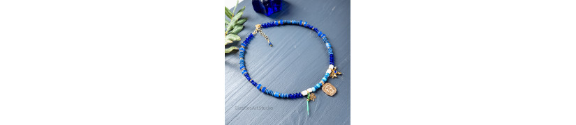 Blue Jade and Agate Necklace