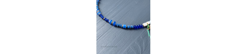 Blue Jade and Agate Necklace