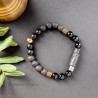 Black Elastic Bracelet with Lava Beads