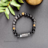 Black Elastic Bracelet with Lava Beads