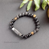 Black Elastic Bracelet with Lava Beads