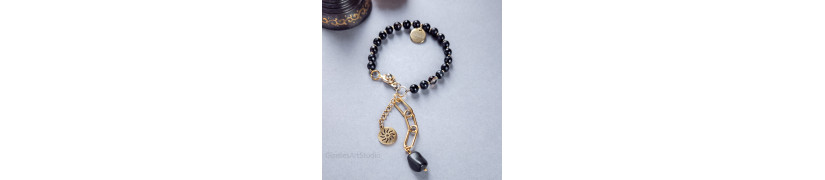 Black Sun and Gemstones Bracelet