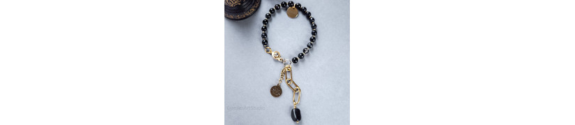 Black Sun and Gemstones Bracelet