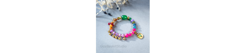 Colourful Bracelet with Semi-Precious Stones