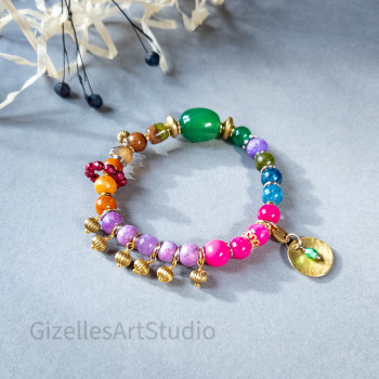 Colourful Bracelet with Semi-Precious Stones