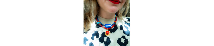 Red Stone and Gold Coin Necklace