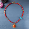 Red Stone and Gold Coin Necklace