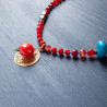 Red Stone and Gold Coin Necklace