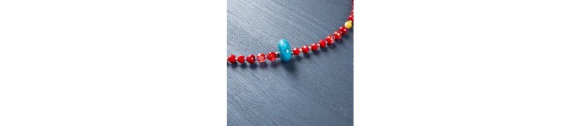 Red Stone and Gold Coin Necklace