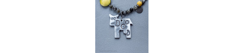 Green and Silver Cow Necklace