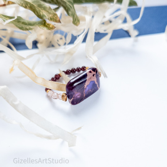 Garnet and Jasper Stretch Ring