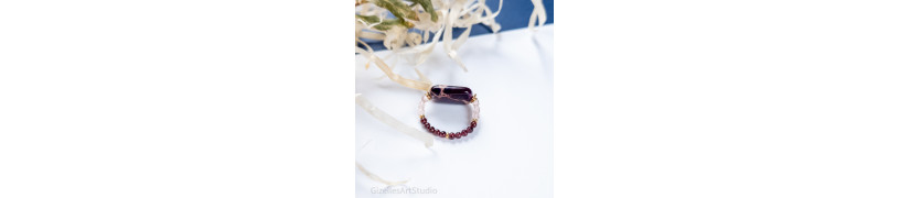 Garnet and Jasper Stretch Ring