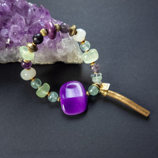 Purple Green Fluorite Bracelet