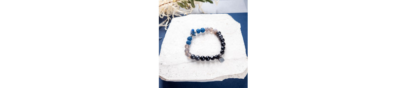 Elastic Bracelet with Blue Lava