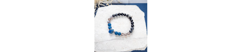 Elastic Bracelet with Blue Lava