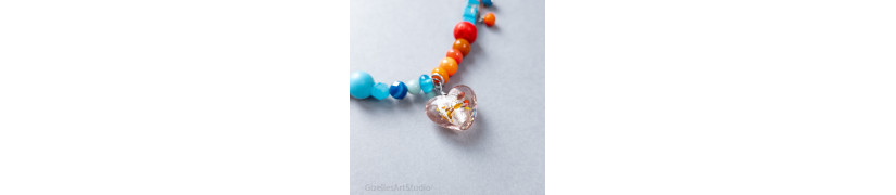 Orange Blue Gemstone Necklace