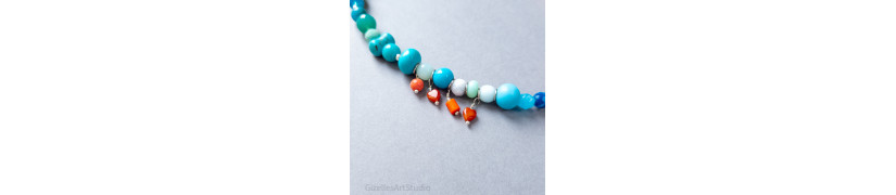 Orange Blue Gemstone Necklace