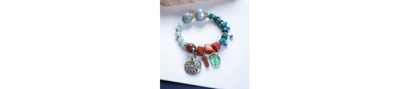 Bracelet with Red Jasper and Chrysocolla