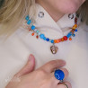 Orange Blue Gemstone Necklace