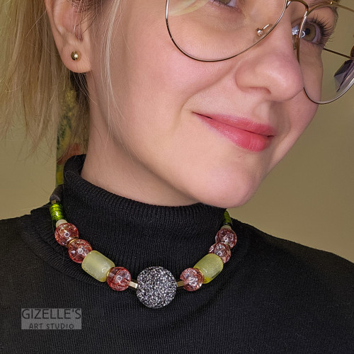 Naszyjnik WITRAŻE – choker z lawy i szkła artystycznego
