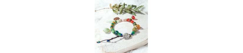 Gemstone Bracelet with a Button