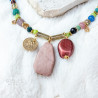 Gemstones and Glass Beads Necklace with a Coin