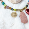 Gemstones and Glass Beads Necklace with a Coin