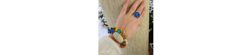 Blue Maroon Chunky Bracelet