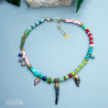 Gem Stones and Upcycled Beads Necklace