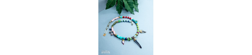 Gem Stones and Upcycled Beads Necklace