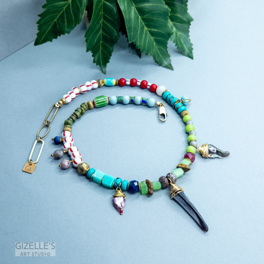 Gem Stones and Upcycled Beads Necklace Gem Stones and Upcycled Beads Necklace