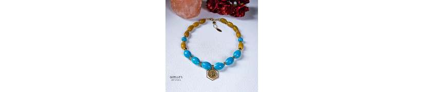 Gemstones and Glass Beads Necklace with a Coin
